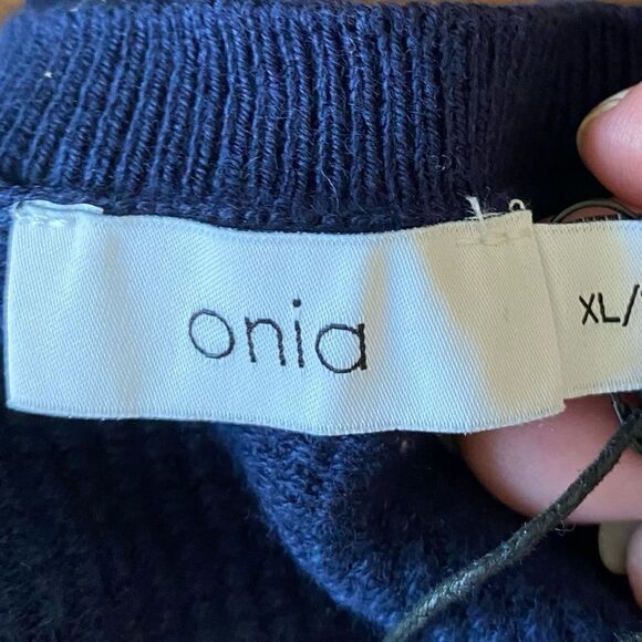 Onia Waffle Navy Cashmere Boxset Long Sleeve Sweater & Beanie XL New in Box NWT - Picture 6 of 13